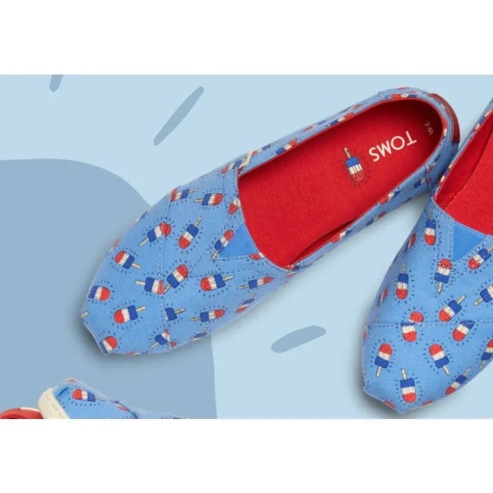 TOMS Women’s Classic Alpargata Popsicle Print Slip-On Shoes Size 9.5 Patriotic